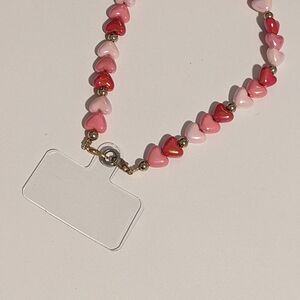 Heart Beaded Cell Phone Holder Wristlet New!